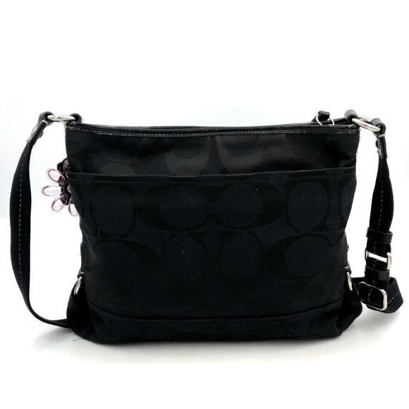 Coach Ashley Black Daisy Signature Canvas/Leather Crossbody Bag F16550 - Picture 4 of 9